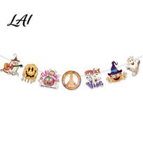 Decorative Halloween Accents Decorations Banner Cake Toppers Hanging Swirls with Party Decor Ghost Pumpkin Skull Indoor Outdoor Decorations for 2