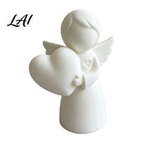 PLA Angel Decoration Mini Love Heart Figurine 3D Printed White Statue Modern Figurine for Mother's Day Valentine's Christmas Gift Statue