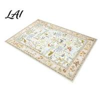 Carpet with Anti Skid Backing Ethnic Floral Area Rug Retro Boho Living Room Plant Animal Tile Floor Rug Print Vintage Anti-Slip Indoor for XS