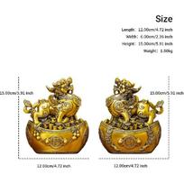 Aris & Juno Brass Pixiu Pair Feng Shui Statues – Chinese Wealth & Good Luck Figurines for Entryway, Home Office Desk or Shelf Decor, Gift for Boss,