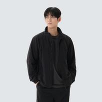 [Snowpeak] Lightweight Taslan Color Block Stand Neck Windbreaker Black (S26SMLWB58) 95(M)