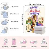 Pixel Art Lady with an Ermine Blanket - Embrace Renaissance Charm with this Cozy, Artistic Throw. Perfect for Art Lovers. Size: 75*100cm, Weight: 230 GSM