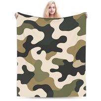 Super Warm Blanket Kids Camping Green And Brown Camo Bedding Throws Flannel Bedspread For Home Decor Graphic Sofa Bed Cover Size: 75*100cm, Weight: 230 GSM