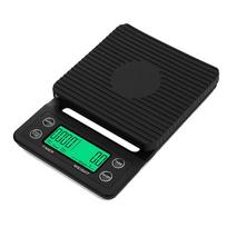 Household Hand-brewed Coffee Electronic Scale 3kg/0.1g Kitchen bar Coffee Milk Tea Waterproof Portable Gram Scale (Black,3 kg&0.1 g&195X138X28mm) juoda