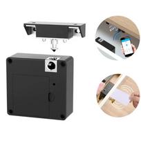 Hidden Smart Furniture Rifid Locker TTlock Remote Control Wifi Door App Drawer Cam Invisible Cabinet Lock (Black,ic card&Card) juoda