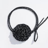 Exaggerated Polka-dot Rose Choker Adjustable Bow Necklace Trend Rose Pendant Collarbone Chain  Girl Style 4