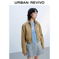 UR Women's Trendy Sticker Pattern Stand-Up Collar Jacket L