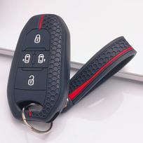 Key Cover for Peugeot 3008 5008 2008 308 508 Citroen C4 C5 C6 C3 Aircross C4 Picasso with Keychain Honeycomb Texture Anti Scratch Smart Key Fob Sleeve juoda