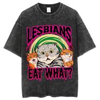 Y2K Washed T Shirt Men Eat What Tee Wash Classic Men Women Unisex Vintage T-Shirt Streetwear Retro Cotton T Shirts S įvairiaspalvis