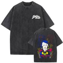 Washed Vintage Anime Jojo's Bizarre Adventure T-shirt Risotto Nero Graphic T Shirt Men Women Casual Cotton Oversized T-shirts S įvairiaspalvis