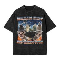 Men Women Harajuku Washed T-shirts Brain Rot has Taken Over Funny Cat Meme Print Shirt Merch High Street  Tee Shirt S įvairiaspalvis