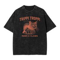 Trippi Troppi Cat Shrimp Washed T Shirt Streetwear Hip Hop Novelty T-Shirt  Tee Shirt Men Women Short Sleeve Harajuku S įvairiaspalvis