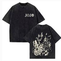 Vintage Washed TShirt Men JoJo Bizarre Adventure Gyro Zeppeli Streetwear Tshirt Anime Print Cotton Casual Short Sleeve Tshirt S įvairiaspalvis