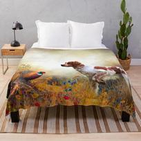 Brittany Spaniel , hunting pheasant Throw Blanket sofa bed Gift Single Blanket Flannel Fabric picnic blanket Size: 75*100cm, Weight: 230 GSM