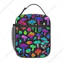 Psychedelic Magic Rainbow Mushrooms Resuable Lunch Boxes Waterproof Mysterious Boho Thermal Cooler Food Insulated Lunch Bag One Size