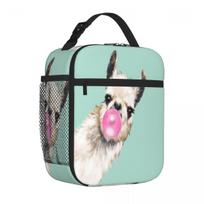 Bestselling Bubble Gum Sneaky Llama In Green Splicing Color Travel Lunch Bag Workday Snack Insulated Lunch Pouch One Size