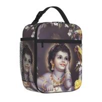 Bestselling Cute Lord Krishna Denim Style Bento Bag Lake Picnic Carry Lunch Bag One Size