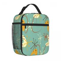 Bestselling Vintage Retro 1950s Atomic Starburst Boomerangs 3D Stereo Meal Prep Bag Cycling Trip Picnic Lunch Bag One Size