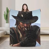 Red Dead Redemption 2 Blankets Velvet Textile Decor Breathable Warm Throw Blanket for Home Car Plush Thin Quilt Size: 75*100cm, Weight: 230 GSM
