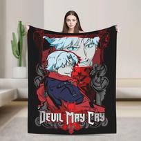 Devil May Cry Vergil 80s Retro Blankets Velvet Autumn/Winter Multifunction Warm Throw Blankets for Bed Bedroom Bedspread Size: 75*100cm, Weight: 230 GSM