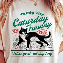 Caturday Comfort Colors® Shirt, Funny Cat T-Shirt, Catnip Oversized Shirt, Aesthetic Graphic Retro Vintage T-Shirt, Cat Lover Gift, Cat Tee L