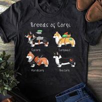 Funny Corgi Breeds T-Shirt: Cycorg, Corganic, Hardcorg, Unicorg 3XL