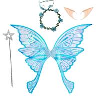 Fluttering Wings Fairy Costume Wing Set Creative Dress Up Wings Set Elf Wings Costume  Photo Prop mėlyna