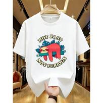 Not Fast Not Furious Sloth T-shirt Men and Women Summer Clothing Breathable Fashion Round Neck Short Sleeved Top S