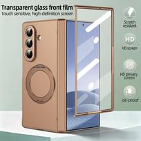 Compatible with Galaxy Z Fold 7/6/5 Full Back PC Cover Phone Case with 360° Alloy Kickstand Holder with Glass Film Magnetic Galaxy Z Fold7 auksas