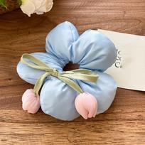 Sweet Tulip Big Hair Rope Oversize Exaggerated Hair Ring Trendy Flower Scrunchies  Girls mėlyna