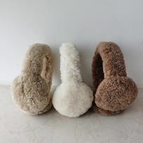 Warm Real Australian Curly Sheepskin Fur Earmuffs Comfortable Fluffy Fur Ear Muffs Chinese New Year smėlis