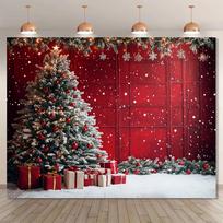 Red Gold Christmas Tree Tapestry Living Room Feature Wall Hanging Christmas Party Festive Atmosphere Room Decor 100X70CM