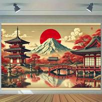 1PC Mount Fuji Japanese Scenery Tapestry Polyester Fabric Machine Washable for Indoor/Outdoor Party Decoration 100X70CM