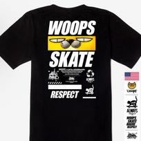 Doldol Woops-T-132 Skateboard Cat Oops Character Graphic T-Shirt White/M