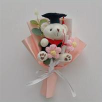 1pc Teddy Bear Shaped Artificial Flowers Graduation Gift Party Decoration rožinė
