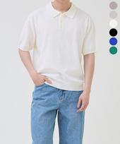 X Container Button Collar Half Knit (7 Colors) Beige/M