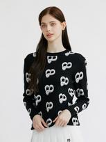 Twenis Hall Viscose Logo Lettering Knit Women [Black] Black/100