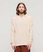Cargo Bros Boucle Open Collar Knit (Beige) Free