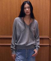 Shop Ara Basket V-Nack Wool Knit_Gray Gray/Free
