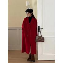 New Year Red Woolen Coat Women's Winter Double-sided Woolen Coat Versatile Long S