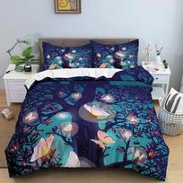 Dolphin Deep Sea Bedding Set Butterfly Mushroom Duvet Cover 3D Queen Twin King Comforter Covers Quilt Cover Home Textile 70x133cm 2pcs white