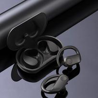 Sportinis pakabinamas už ausies belaidis Bluetooth ausinė su triukšmo slopinimu, ENC, ilga baterijos veikimo trukmė, atspari vandeniui, patogi nešioti ilgą laiką be ausų pažeidimų juoda
