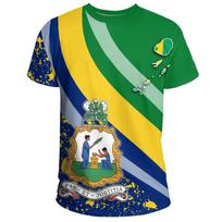 Saint Vincent And The Grenadines Flag T-Shirt For Men 3D Printed Coat Of Arms T Shirt Round Neck Short Sleeves Casual Tee Shirts S