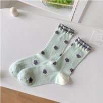 Blue Socks Women Ultra-thin Transparent Summer Breathable Women Crystal Silk Socks Harajuku Retro Floral Print Glass Silk Socks