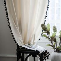 Curtains Solid Color Semi-blackout Kitchen Curtain White Simple Partition Curtain Bay Window Transparent Curtain 150*160