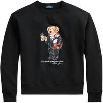 Polo Ralph Lauren FW23 Coffee Bear Pattern Crewneck Fleece Long Sleeve Sweatshirt Women sweatshirt Black WMPOKNIN6820087-001 XXS