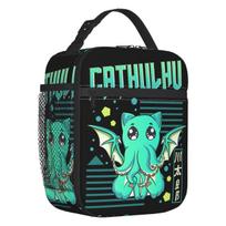 Anime Funny Cat Cthulhu Portable Lunch Box Leakproof Lovecraft Thermal Cooler Food Insulated Lunch Bag Office Work 26x21x11CM juoda