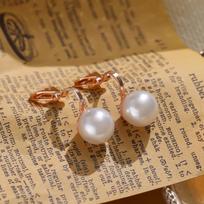 Cross-border Pearl-Inlaid Alloy Ear Cuff: No Piercing Required rožinio aukso spalvos