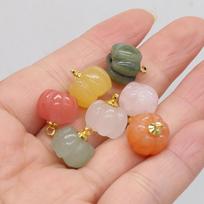 5 vnt./partija 13x13mm Natūralus akmuo Raudonasis agatas Rožinis kvarcas Pakabukai Amuletai Mini moliūgų amuletai Papuošalų gamybai PASIDARYK pats karoliai auskarai