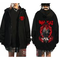 Japan Anime Bleach Kurosaki Ichigo Printed Hooded Men Women Zip Up Hoodies Casual Loose Sweatshirt Harajuku Zipper Jacket S